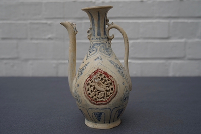 A Vietnamese blue, white and red ewer, Hoi An Hoard, 15th C.